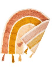 Regenboog vloerkleed in aardetinten met tassels Regenboog speelkleed bestellen