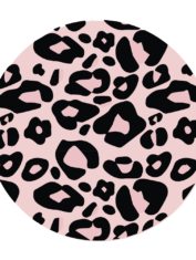 Muurcirkel panterprint- Zwart/roze