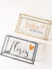 Glazen memorybox met naam bestellen?